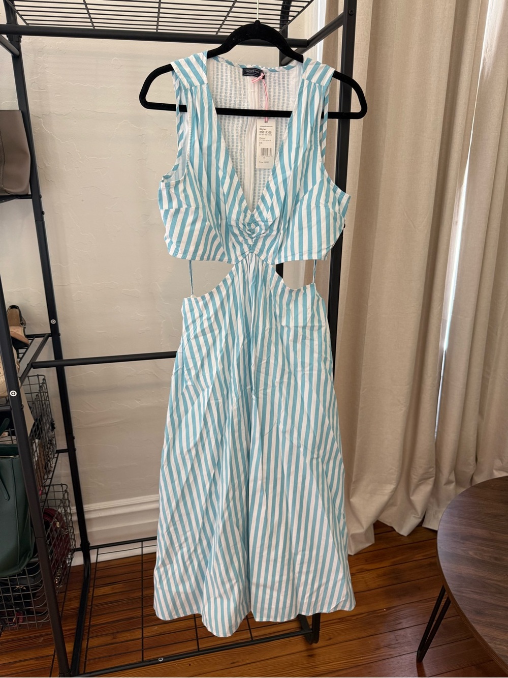 Vineyard Vines Blue and White Striped Cutout Midi Dress
